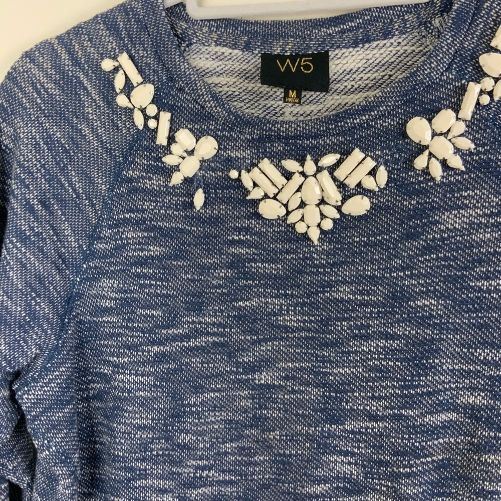 W5 Sweater With Design Top Top Scoop Neck - Picture 2 of 6